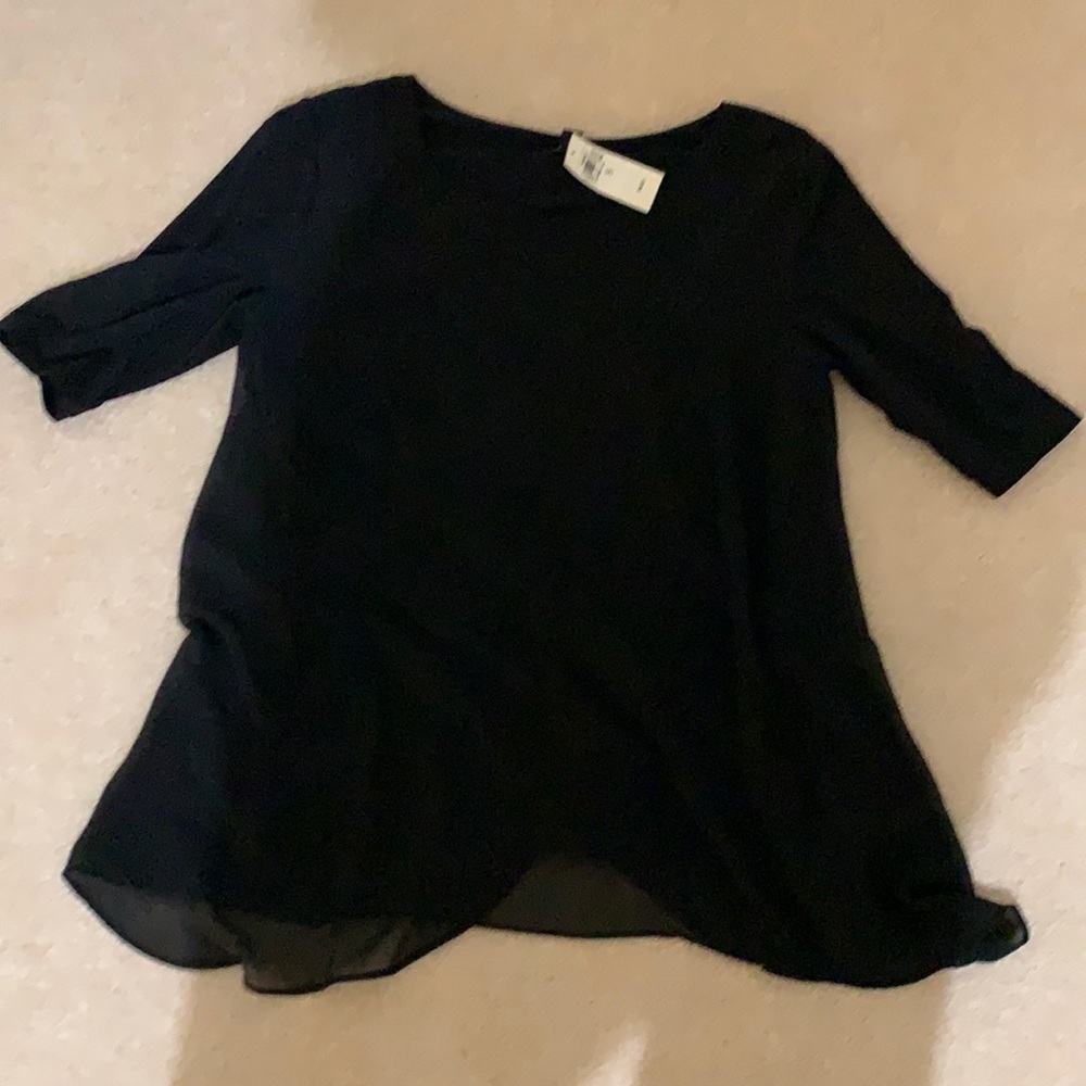 Ann Taylor layered short sleeve blouse small
